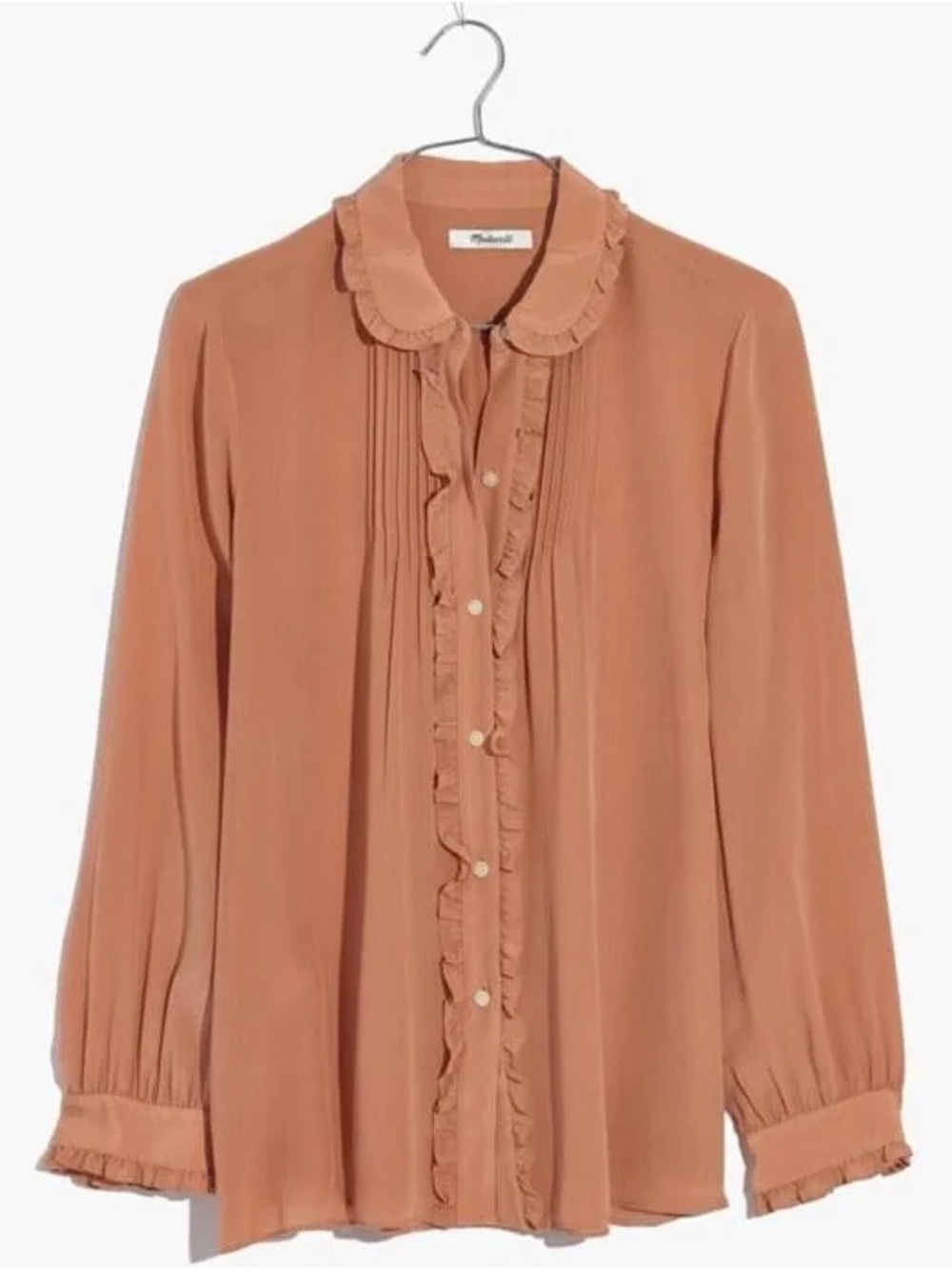Madewell Silk Pink Ruffle Blouse